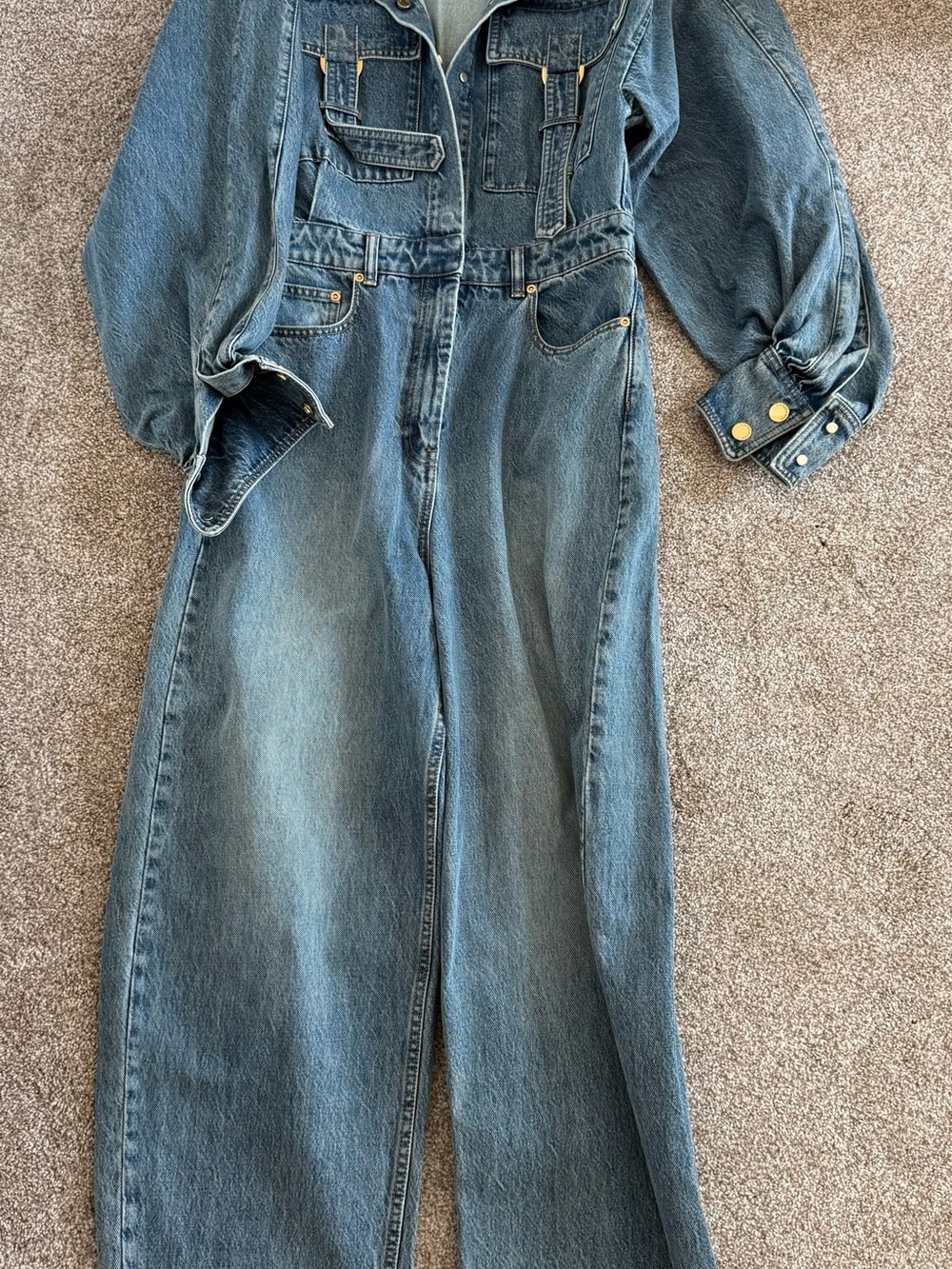 Zimmermann Size 1 Blue Denim Bootcut Jumpsuit - Picture 3 of 6